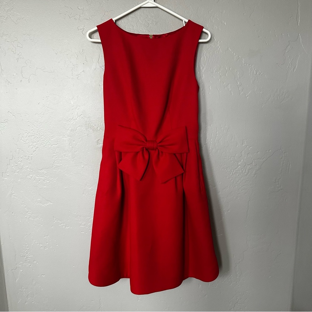 Ted Baker Nuhad Fit and Flare Red Sleeveless Bow Mini Dress